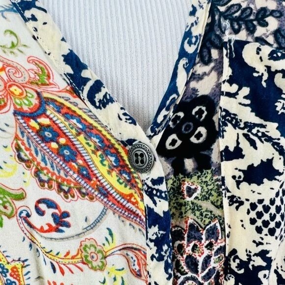 Artisan De Lux X Anthropologie Boho Paisley Asymmetrical Button Down Top - Picture 11 of 16